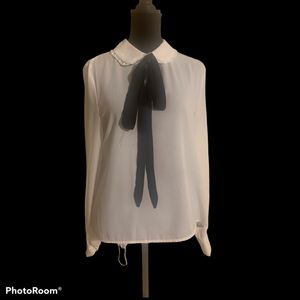 Black tie long sleeve blouse